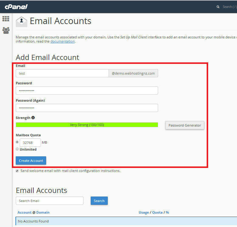 create email account postfix